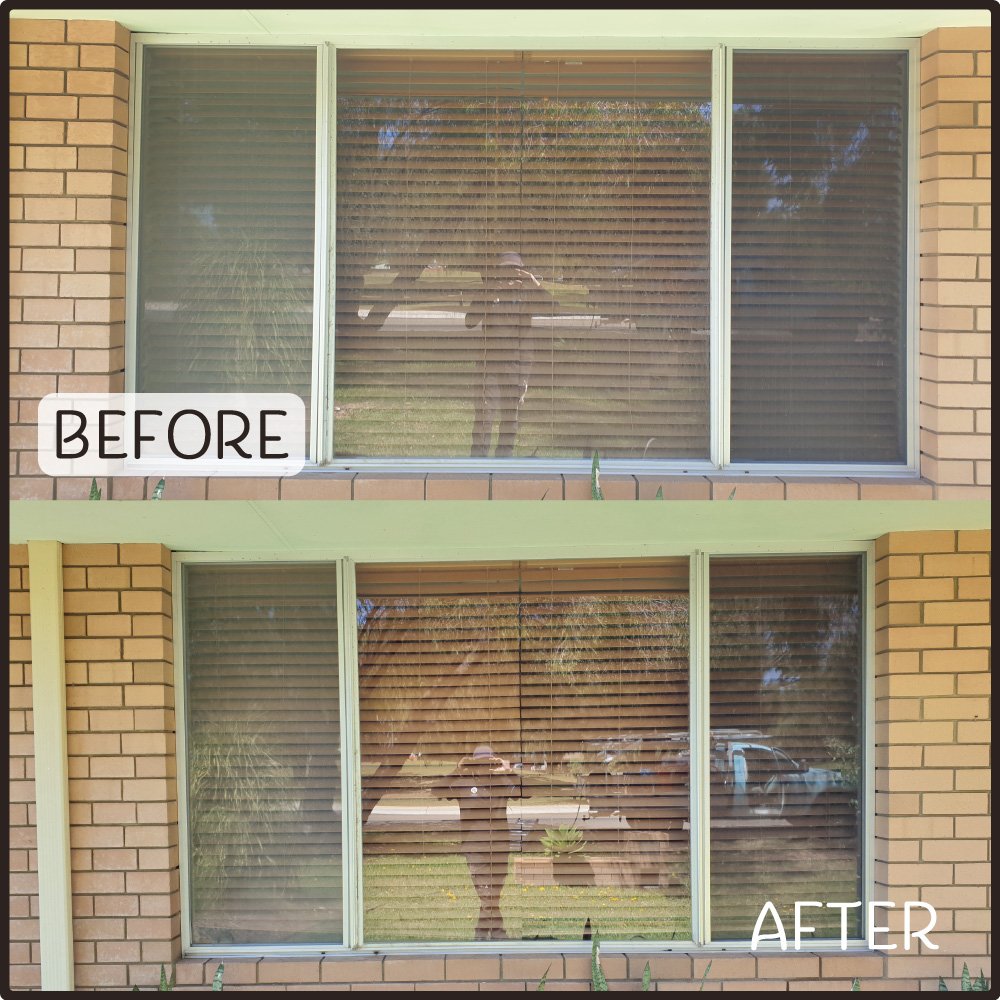 Before and after photo showing how a simple clean can make a Perth window sparkle
